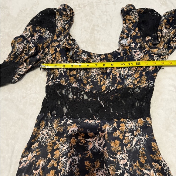 Free People black and tanRuched Ruffled Mini Dress - Picture 5 of 8